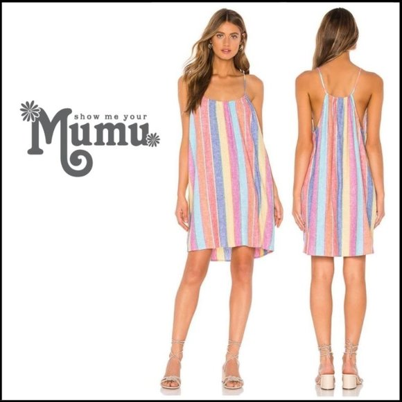 NWT SHOW ME YOUR MUMU Carlotta Dress in Rainbow,XS - Picture 2 of 6